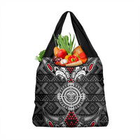 Black Aotearoa Taniko Motif Grocery Bag Vintage Maori New Zealand Tribal Art Pattern LT9 1-pack One Size Black - Polynesian Pride