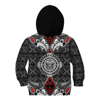 Black Aotearoa Tanilo Motif Kid Hoodie Vintage Maori New Zealand Tribal Art Pattern