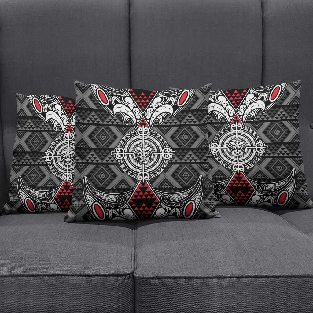 Black Aotearoa Taniko Motif Pillow Cover Vintage Maori New Zealand Tribal Art Pattern - Polynesian Pride
