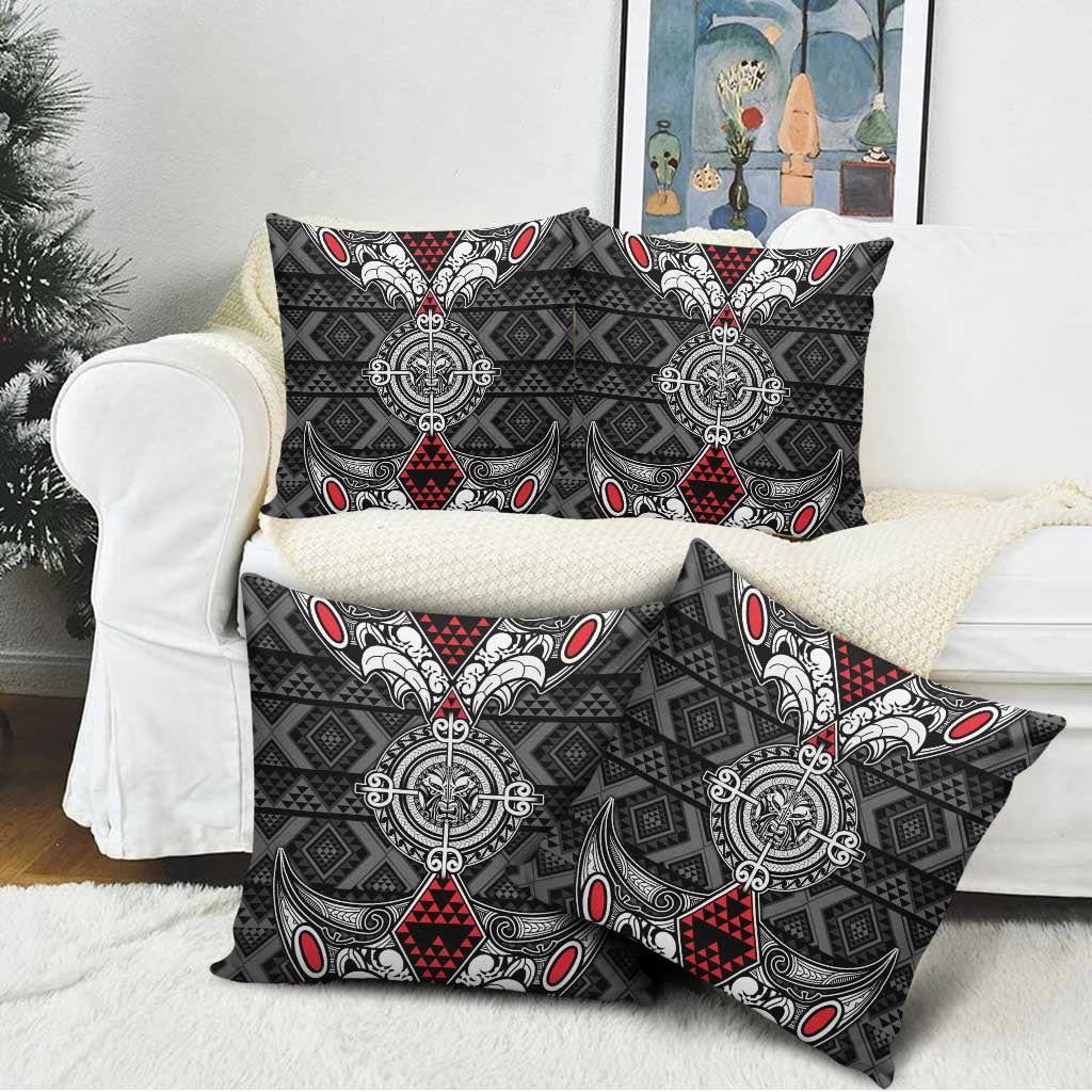 Black Aotearoa Taniko Motif Pillow Cover Vintage Maori New Zealand Tribal Art Pattern - Polynesian Pride