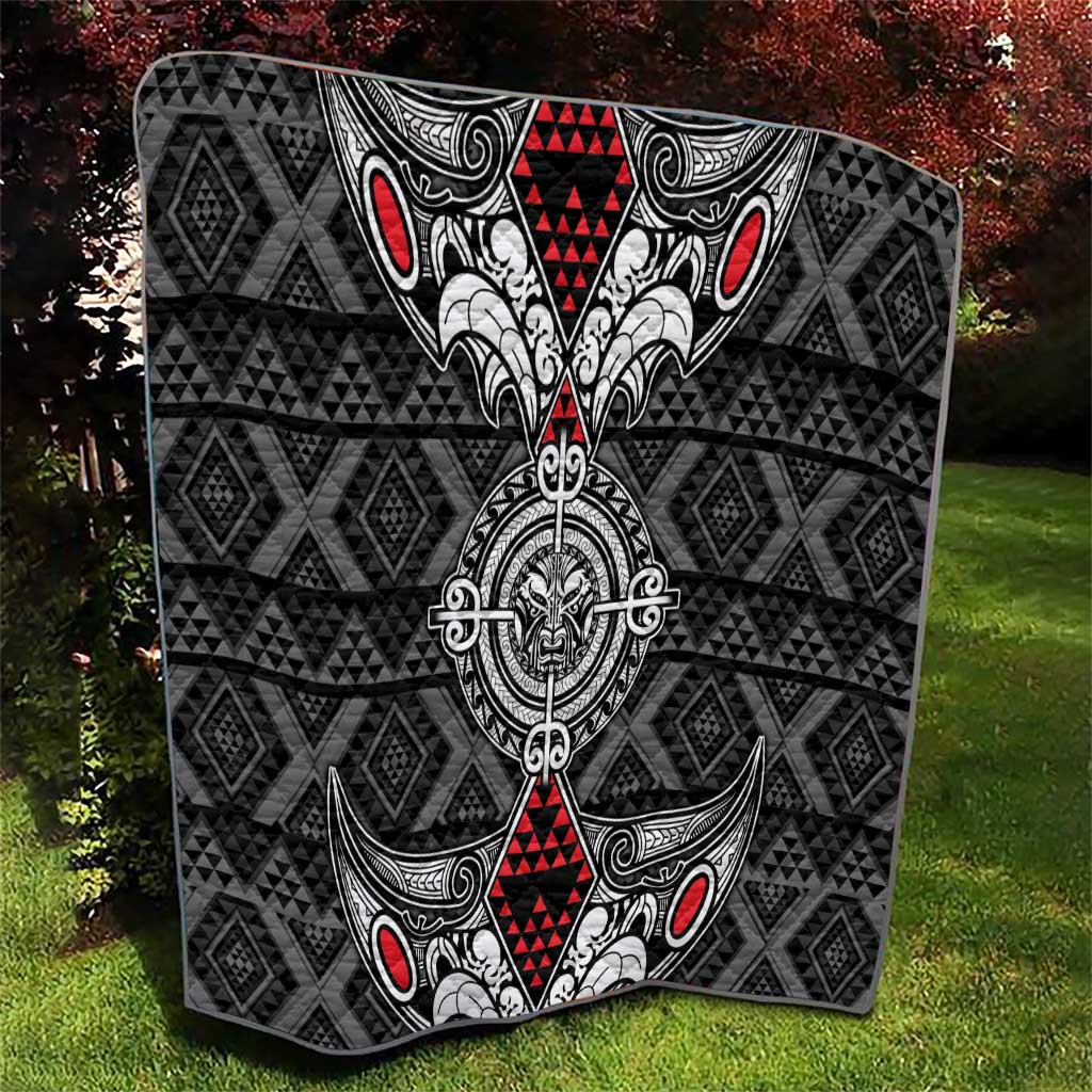 Black Aotearoa Taniko Motif Quilt Vintage Maori New Zealand Tribal Art Pattern