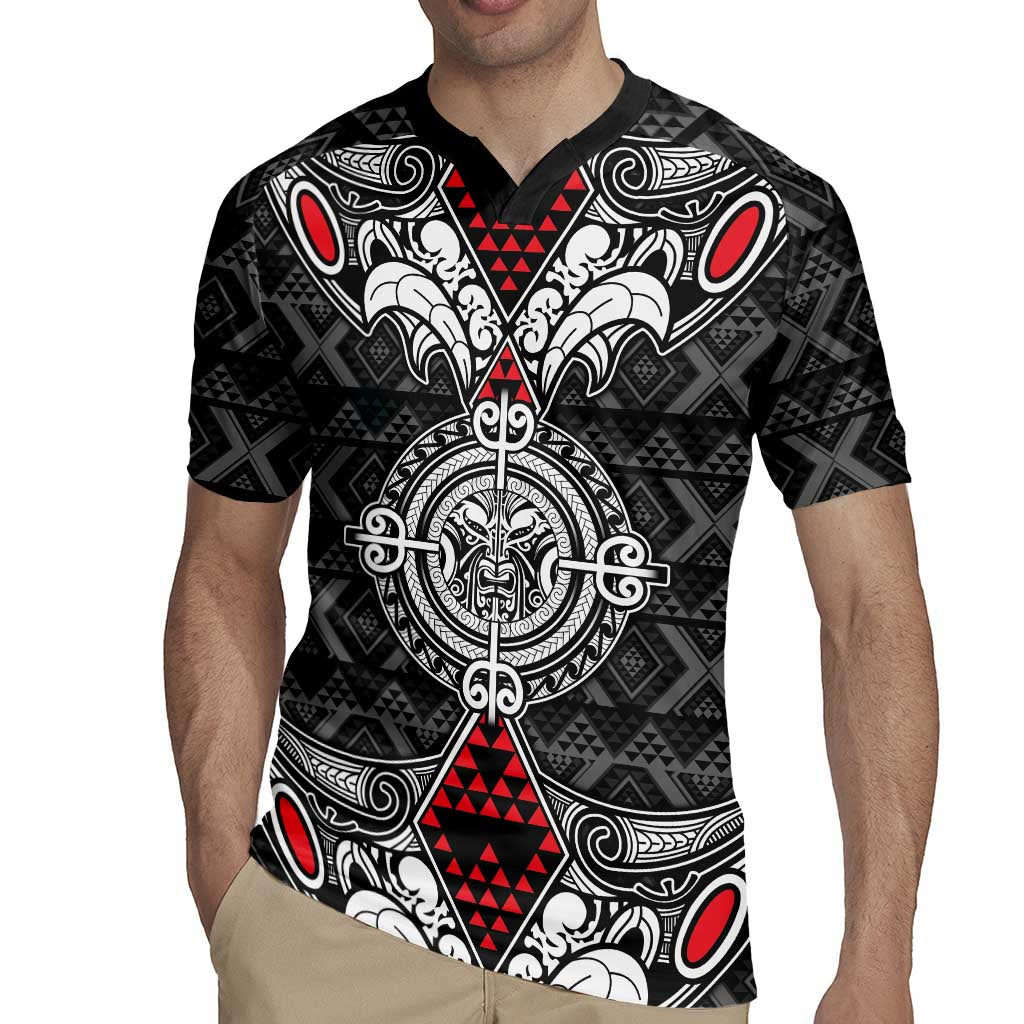 Black Aotearoa Tanilo Motif Rugby Jersey Vintage Maori New Zealand Tribal Art Pattern