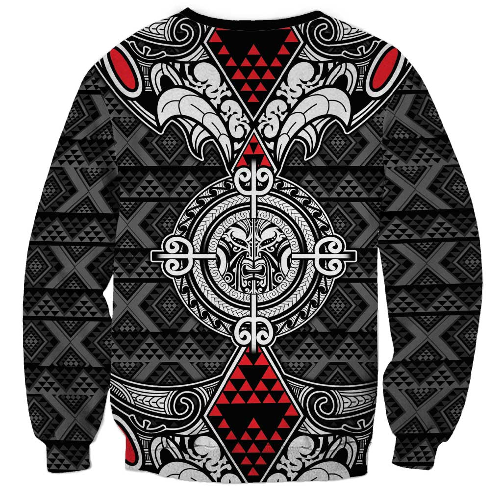 Black Aotearoa Tanilo Motif Sweatshirt Vintage Maori New Zealand Tribal Art Pattern LT9 - Polynesian Pride