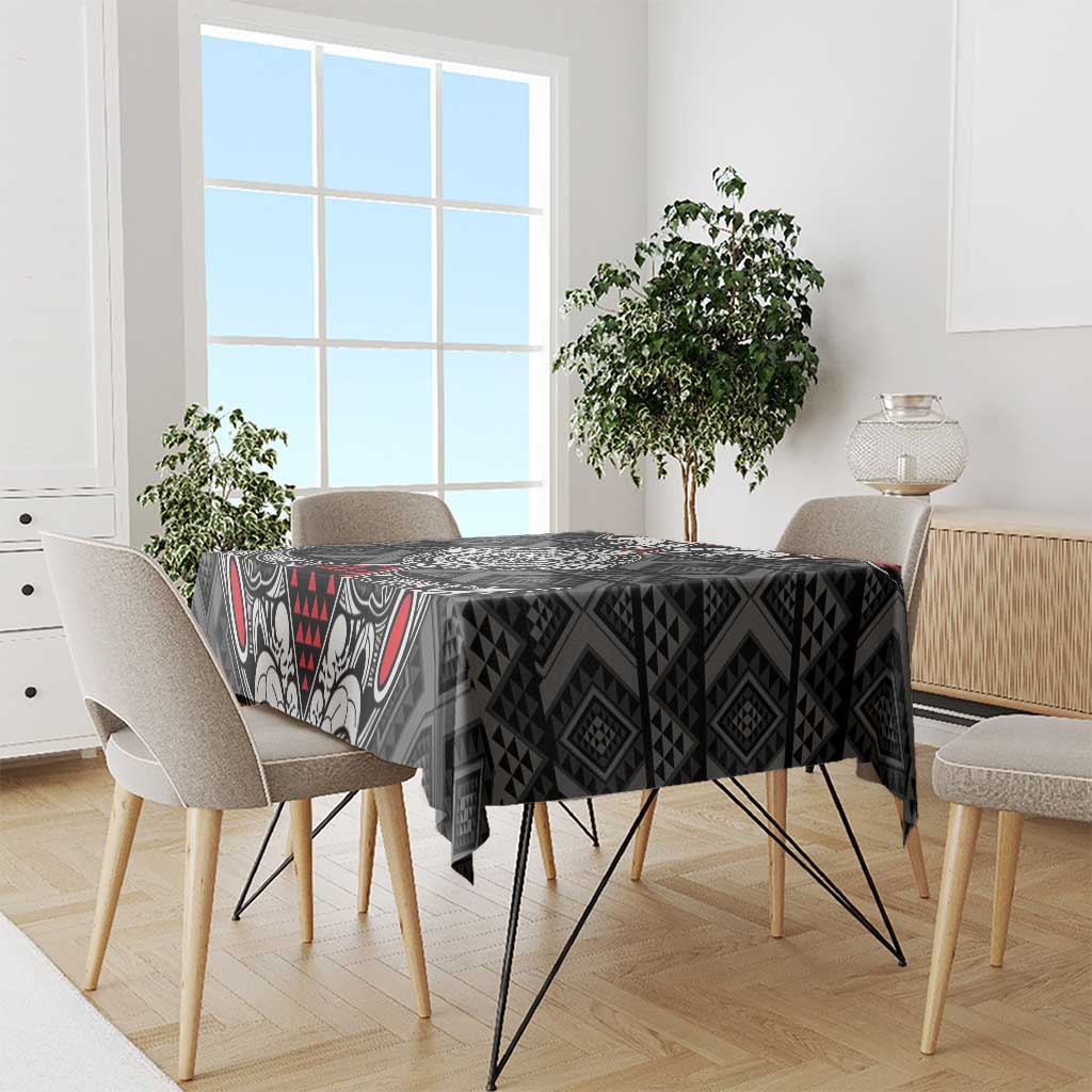 Black Aotearoa Taniko Motif Tablecloth Vintage Maori New Zealand Tribal Art Pattern LT9 - Polynesian Pride