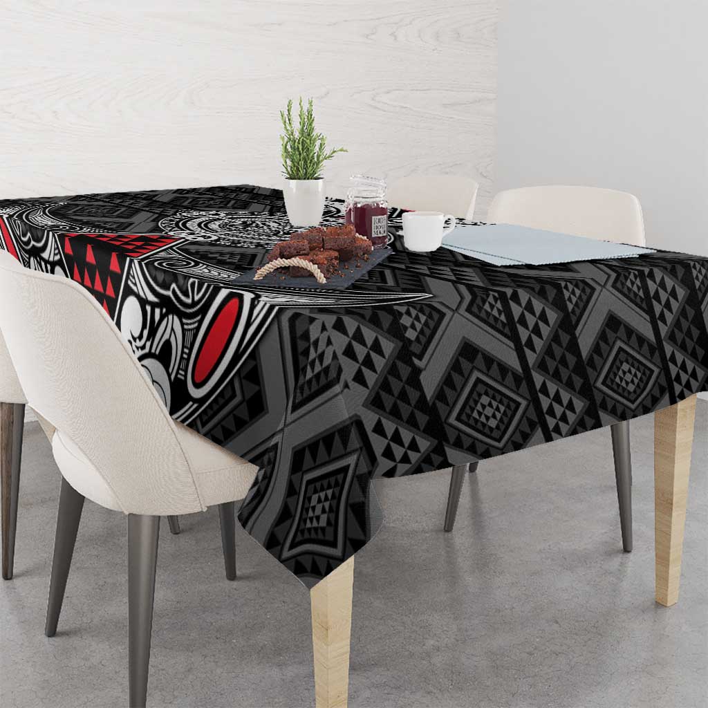 Black Aotearoa Taniko Motif Tablecloth Vintage Maori New Zealand Tribal Art Pattern LT9 - Polynesian Pride