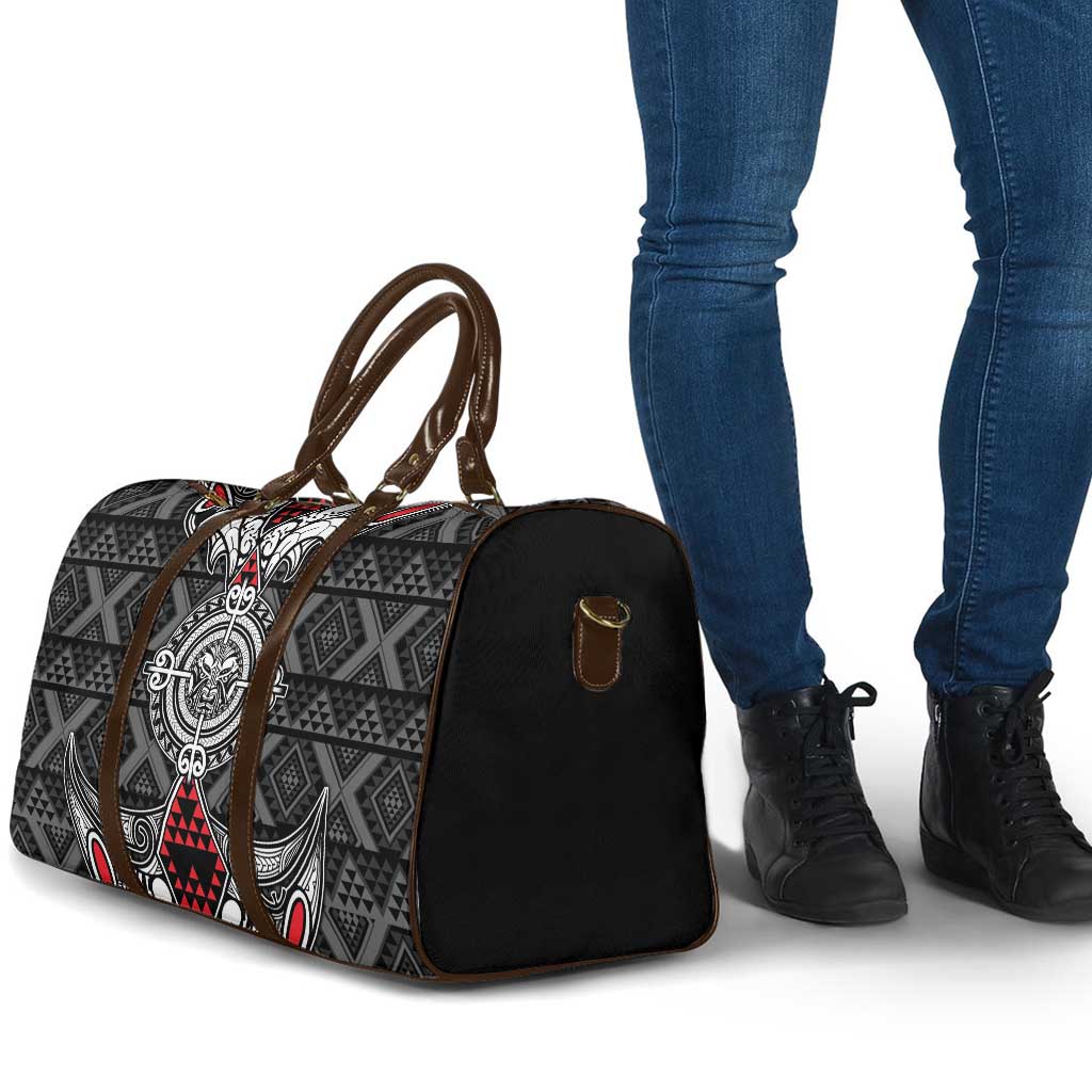 Black Aotearoa Taniko Motif Travel Bag Vintage Maori New Zealand Tribal Art Pattern - Polynesian Pride