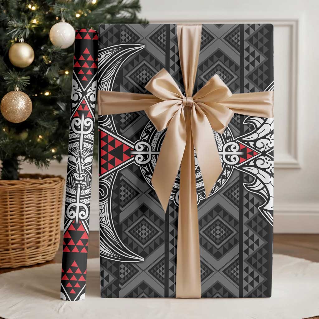 Black Aotearoa Taniko Motif Wrapping Paper Vintage Maori New Zealand Tribal Art Pattern - Polynesian Pride