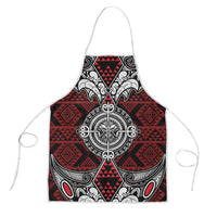 Red Aotearoa Taniko Motif Apron Vintage Maori New Zealand Tribal Art Pattern - Polynesian Pride