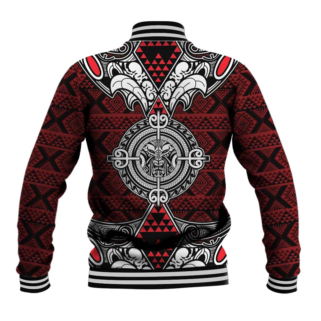 Red Aotearoa Tanilo Motif Baseball Jacket Vintage Maori New Zealand Tribal Art Pattern LT9 - Polynesian Pride