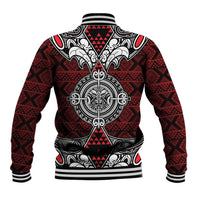 Red Aotearoa Tanilo Motif Baseball Jacket Vintage Maori New Zealand Tribal Art Pattern LT9 - Polynesian Pride