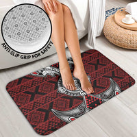 Red Aotearoa Taniko Motif Bathroom Set Vintage Maori New Zealand Tribal Art Pattern - Polynesian Pride