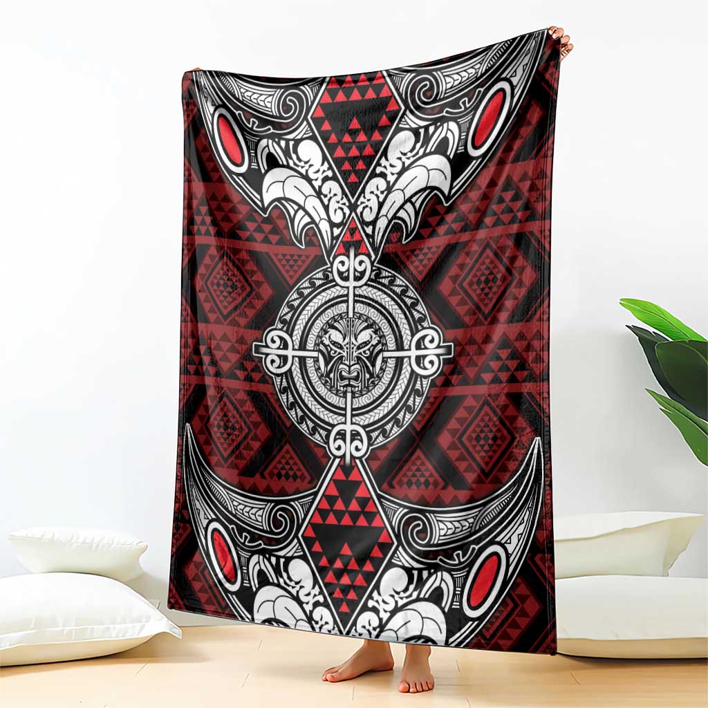 Red Aotearoa Taniko Motif Blanket Vintage Maori New Zealand Tribal Art Pattern LT9 - Polynesian Pride