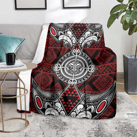 Red Aotearoa Taniko Motif Blanket Vintage Maori New Zealand Tribal Art Pattern LT9 - Polynesian Pride