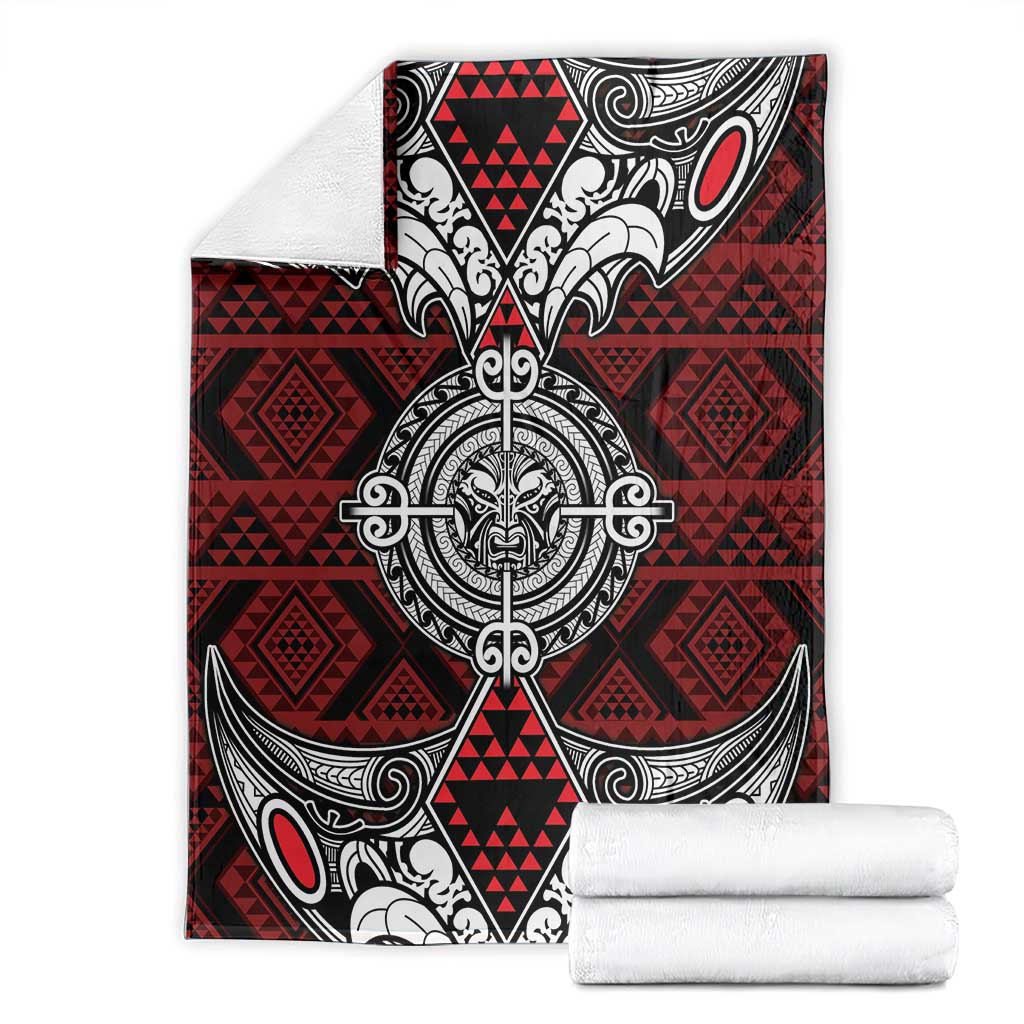 Red Aotearoa Taniko Motif Blanket Vintage Maori New Zealand Tribal Art Pattern LT9 - Polynesian Pride