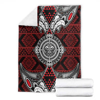 Red Aotearoa Taniko Motif Blanket Vintage Maori New Zealand Tribal Art Pattern LT9 - Polynesian Pride