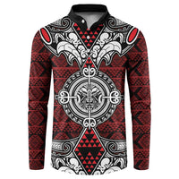 Red Aotearoa Tanilo Motif Button Sweatshirt Vintage Maori New Zealand Tribal Art Pattern LT9 Red - Polynesian Pride