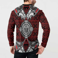 Red Aotearoa Tanilo Motif Button Sweatshirt Vintage Maori New Zealand Tribal Art Pattern LT9 - Polynesian Pride