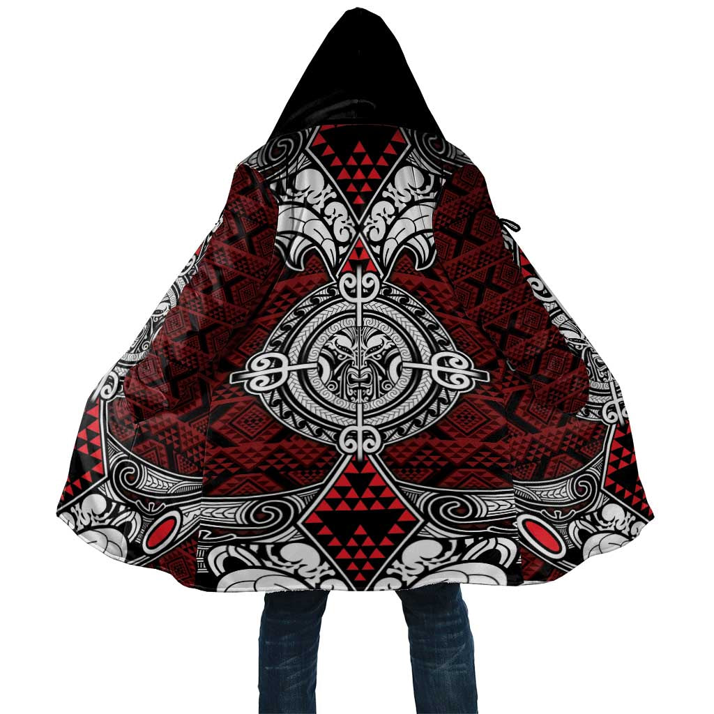 Red Aotearoa Taniko Motif Cloak Vintage Maori New Zealand Tribal Art Pattern - Polynesian Pride