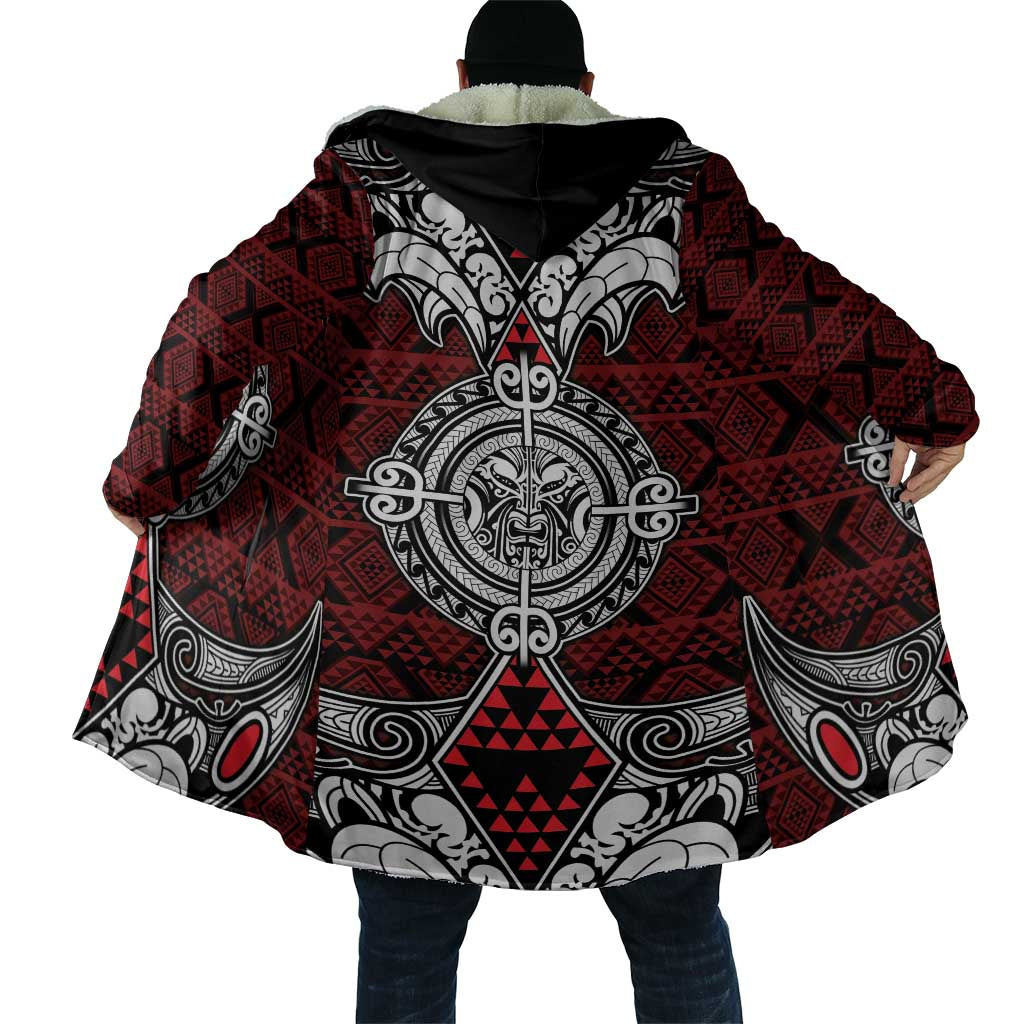 Red Aotearoa Taniko Motif Cloak Vintage Maori New Zealand Tribal Art Pattern - Polynesian Pride