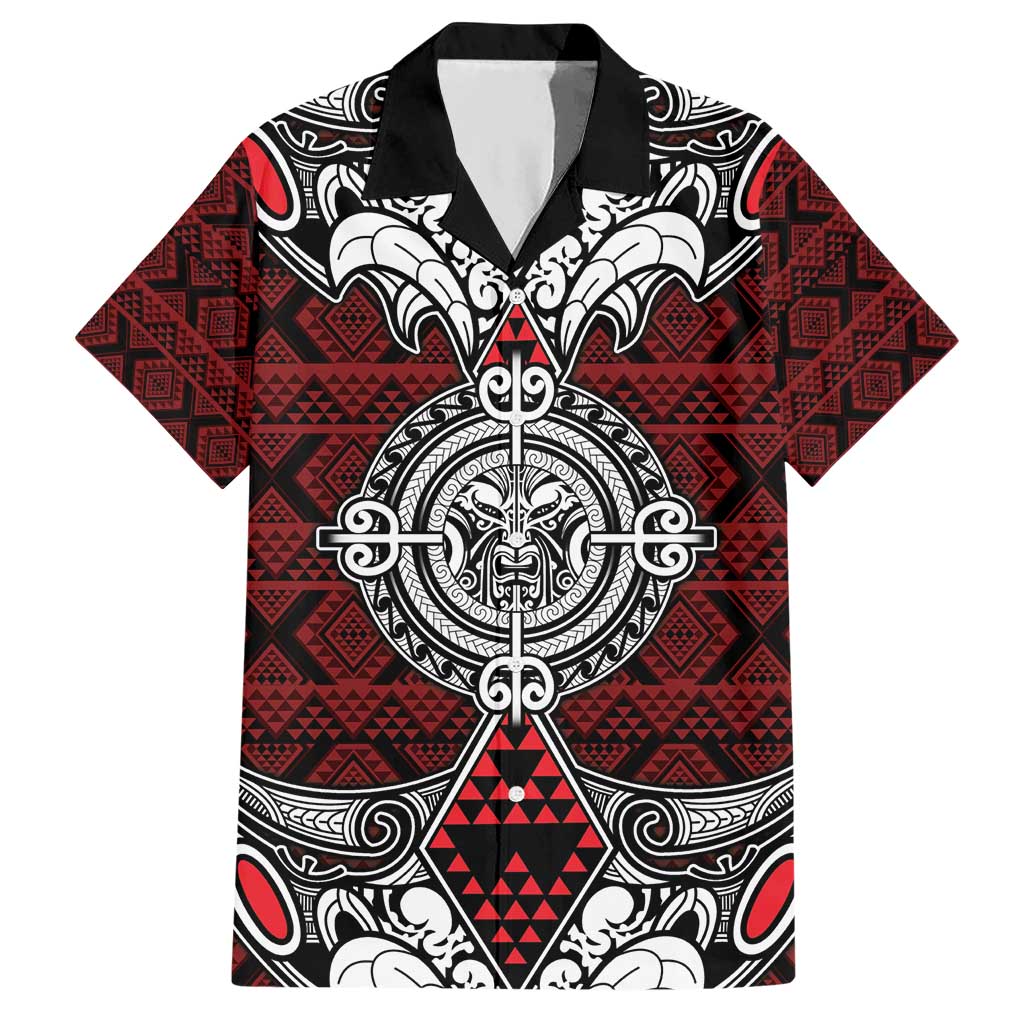 Red Aotearoa Tanilo Motif Hawaiian Shirt Vintage Maori New Zealand Tribal Art Pattern LT9 Red - Polynesian Pride