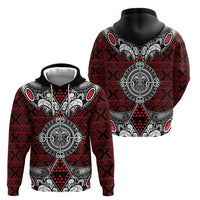 Red Aotearoa Tanilo Motif Hoodie Vintage Maori New Zealand Tribal Art Pattern