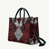 Red Aotearoa Taniko Motif Leather Bag Vintage Maori New Zealand Tribal Art Pattern - Polynesian Pride