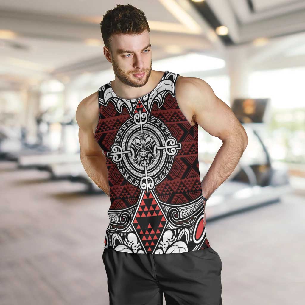 Red Aotearoa Tanilo Motif Men Tank Top Vintage Maori New Zealand Tribal Art Pattern LT9 Red - Polynesian Pride