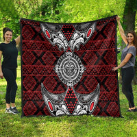 Red Aotearoa Taniko Motif Quilt Vintage Maori New Zealand Tribal Art Pattern