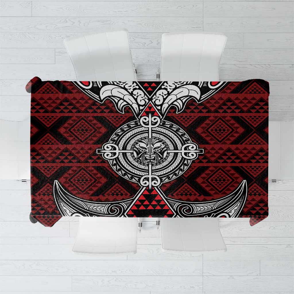 Red Aotearoa Taniko Motif Tablecloth Vintage Maori New Zealand Tribal Art Pattern LT9 Red - Polynesian Pride