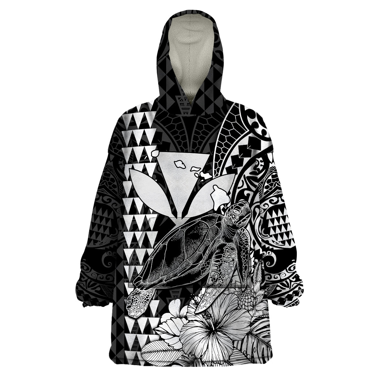 Hawaii Sea Turtle Blanket Polynesia Kakau with Kanaka Maoli Black LT9 - Polynesian Pride