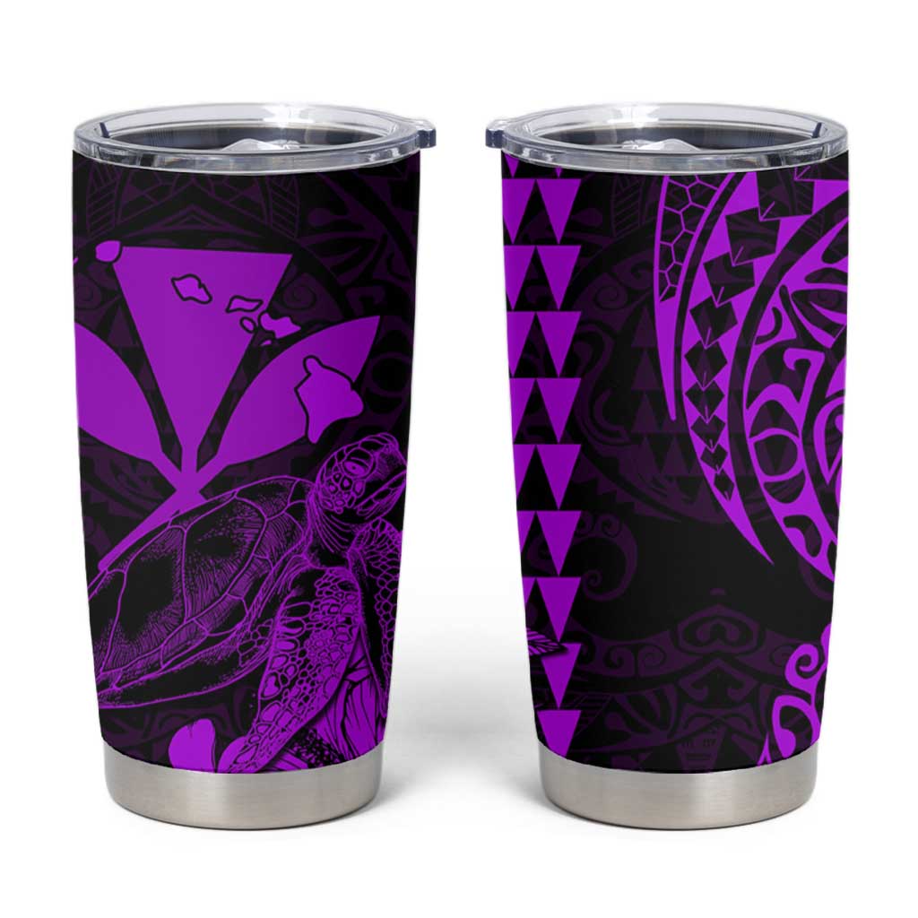 Kakau Polynesian Tribal Hawaiian Turtle Tumbler Cup with Kanaka Maoli Purple