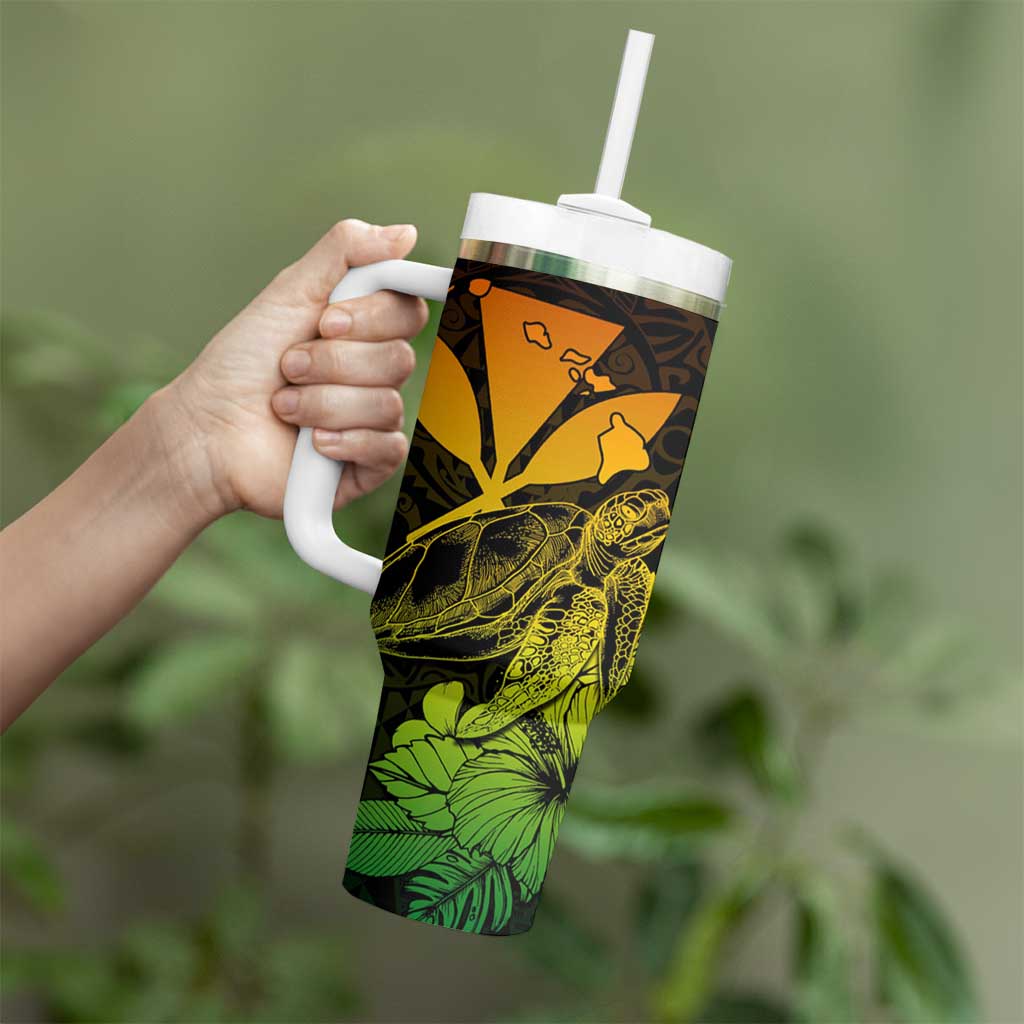 Kakau Polynesian Tribal Hawaiian Turtle Tumbler With Handle with Kanaka Maoli Reggae