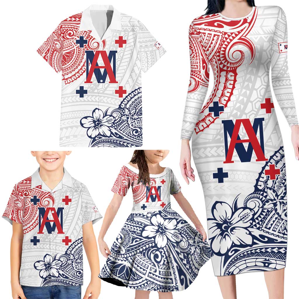 Kingdom of Uvea 1842-1860 Personalized Family Matching Long Sleeve Bodycon Dress and Hawaiian Shirt Wallis and Futuna Polynesian Tribal Pattern