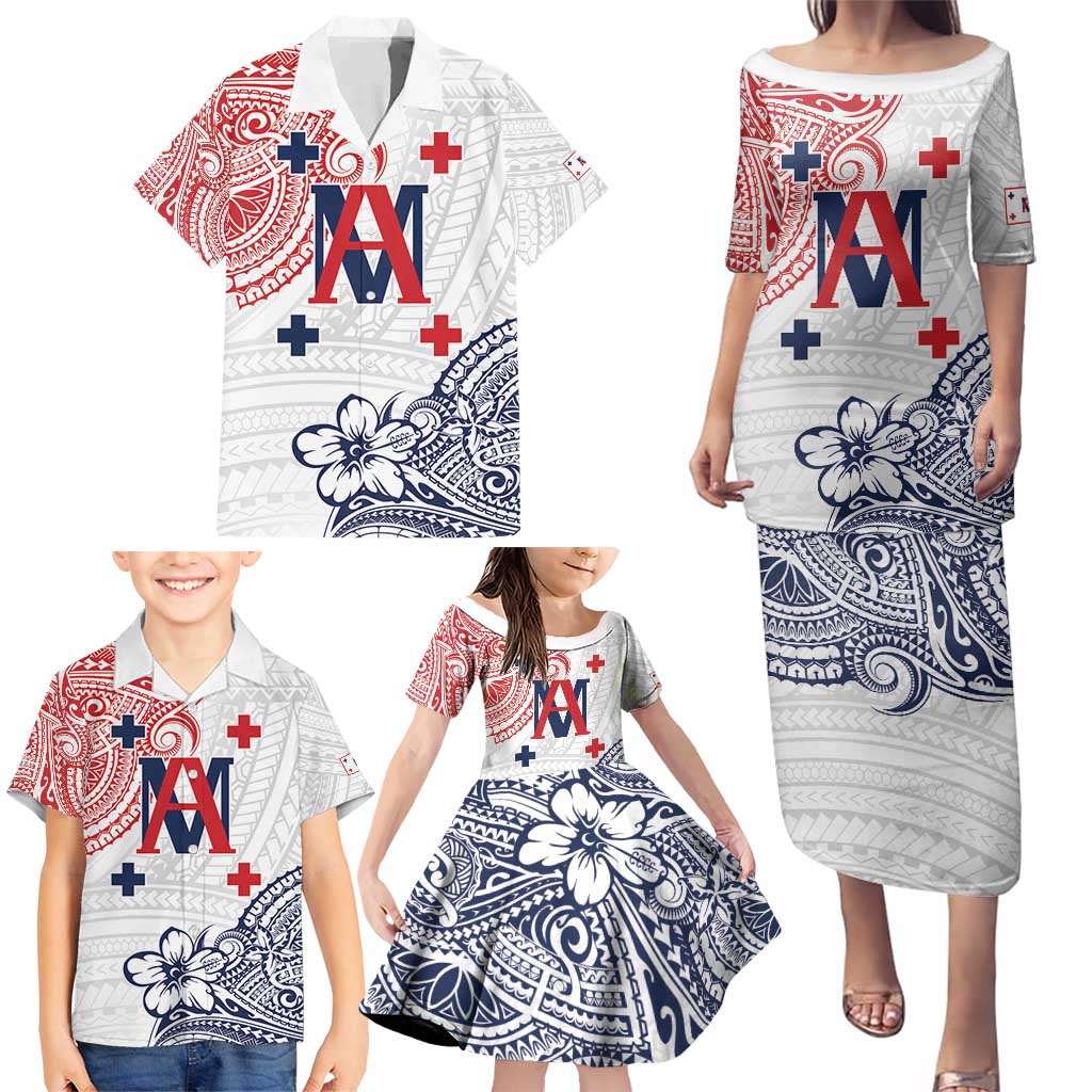 Kingdom of Uvea 1842-1860 Personalized Family Matching Puletasi and Hawaiian Shirt Wallis and Futuna Polynesian Tribal Pattern