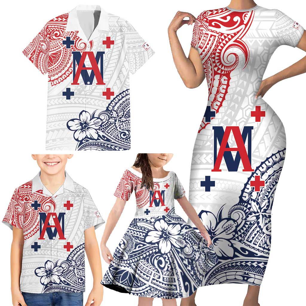 Kingdom of Uvea 1842-1860 Personalized Family Matching Short Sleeve Bodycon Dress and Hawaiian Shirt Wallis and Futuna Polynesian Tribal Pattern