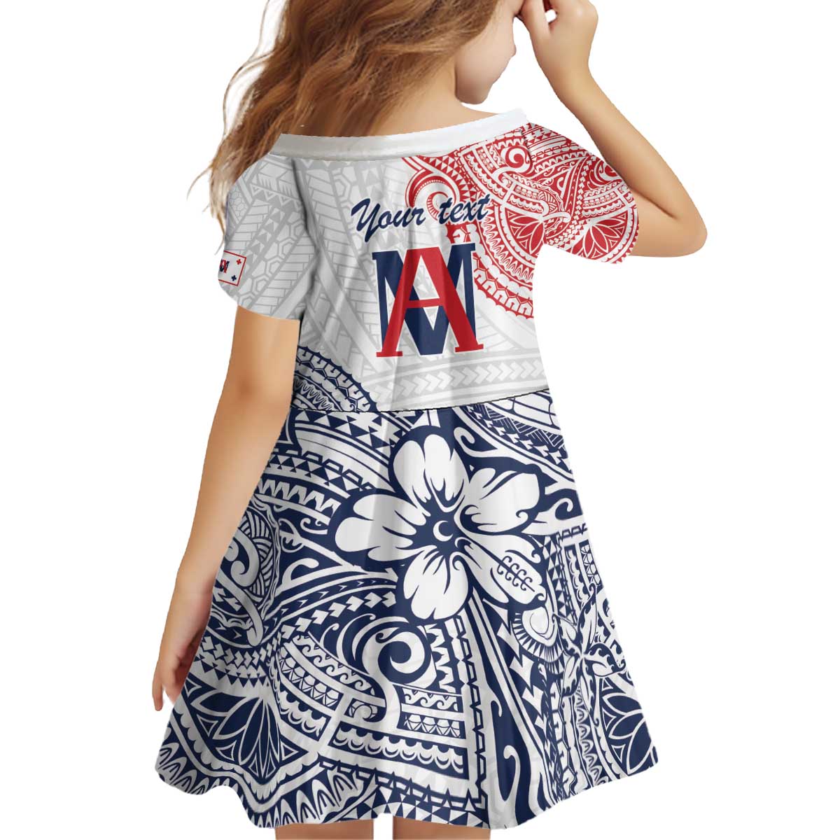 Kingdom of Uvea 1842-1860 Personalized Kid Short Sleeve Dress Wallis and Futuna Polynesian Tribal Pattern