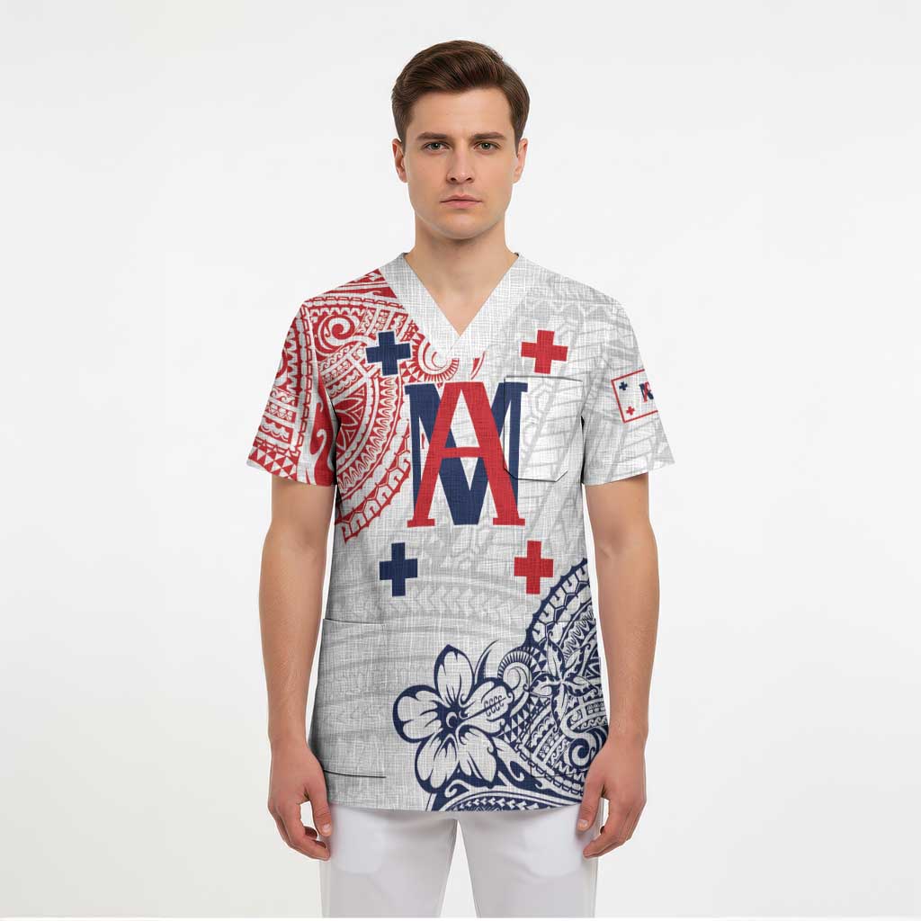 Kingdom of Uvea 1842-1860 Personalized Scrub Top Wallis and Futuna Polynesian Tribal Pattern - Polynesian Pride