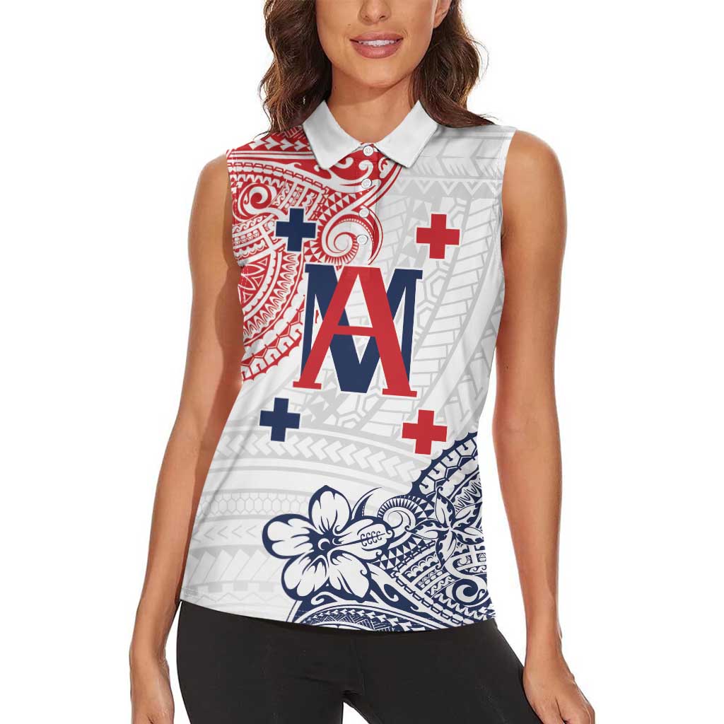 Kingdom of Uvea 1842-1860 Personalized Women Sleeveless Polo Shirt Wallis and Futuna Polynesian Tribal Pattern