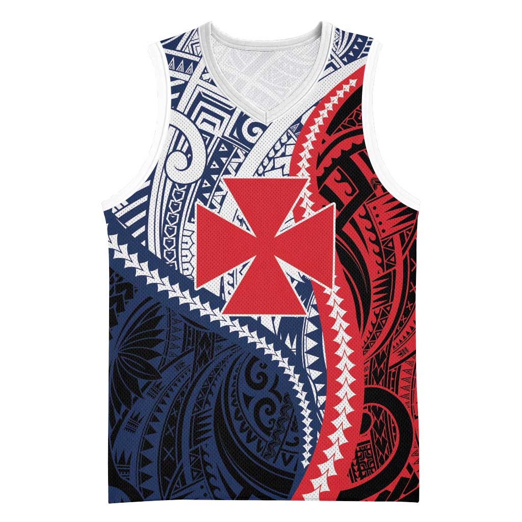 Kingdom of Uvea 1860-1886 Personalized Basketball Jersey Wallis and Futuna Polynesian Tribal Pattern - Polynesian Pride
