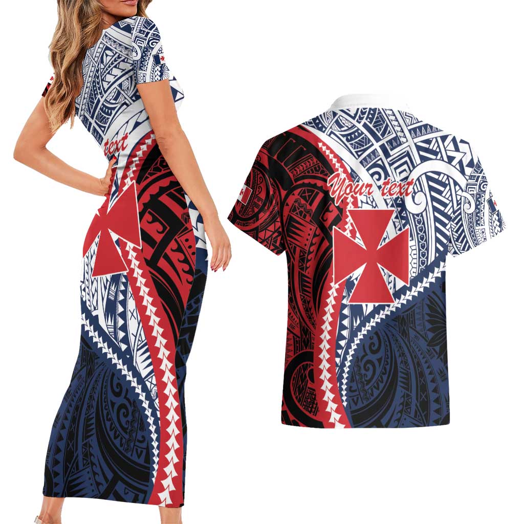 Kingdom of Uvea 1860-1886 Personalized Couples Matching Short Sleeve Bodycon Dress and Hawaiian Shirt Wallis and Futuna Polynesian Tribal Pattern