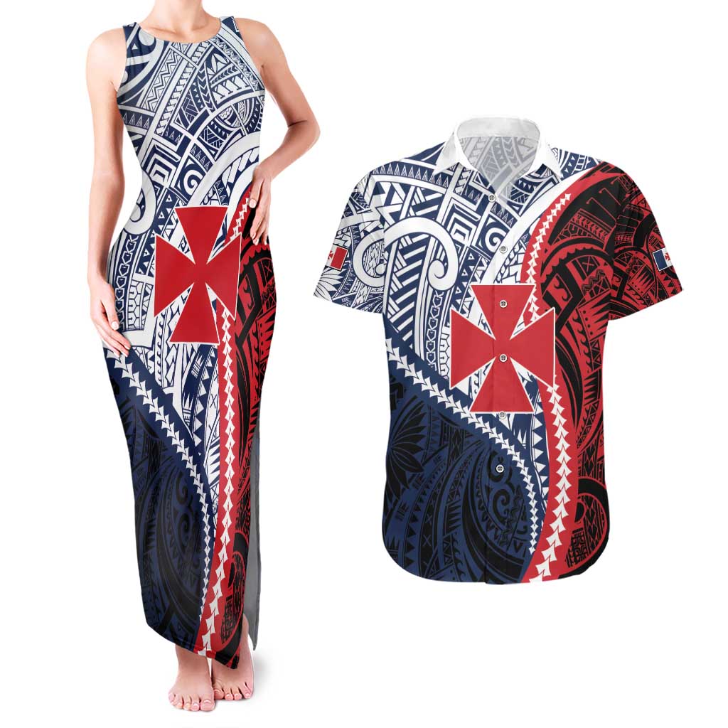 Kingdom of Uvea 1860-1886 Personalized Couples Matching Tank Maxi Dress and Hawaiian Shirt Wallis and Futuna Polynesian Tribal Pattern