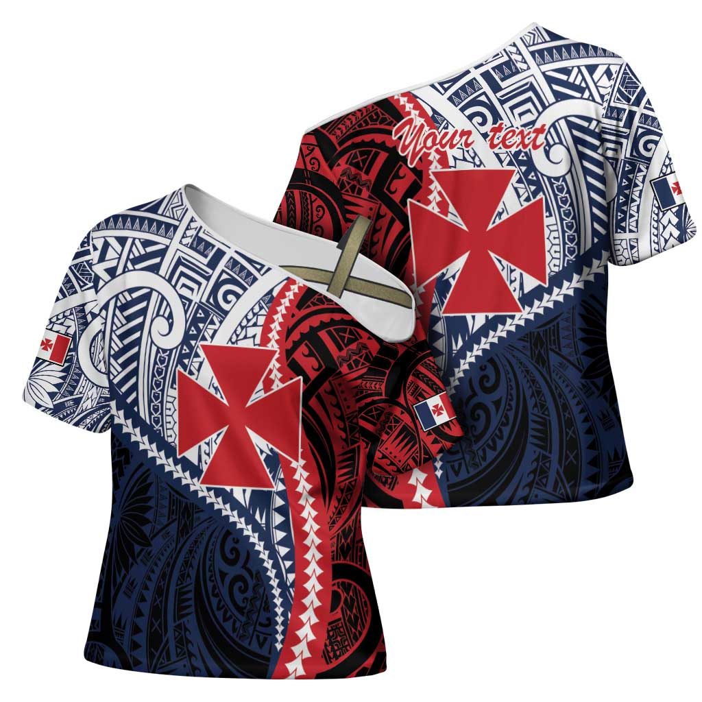 Kingdom of Uvea 1860-1886 Personalized Cross Shoulder Shirt Wallis and Futuna Polynesian Tribal Pattern - Polynesian Pride