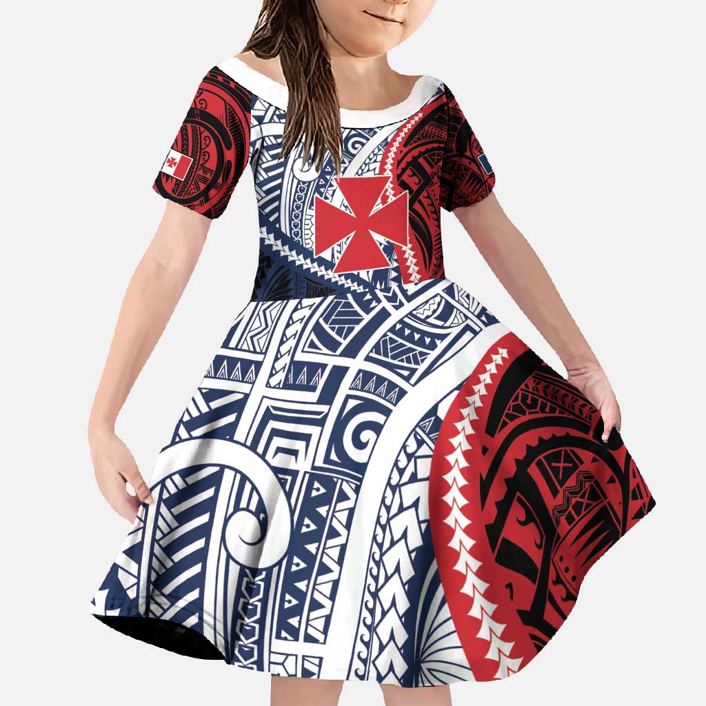 Kingdom of Uvea 1860-1886 Personalized Family Matching Off Shoulder Maxi Dress and Hawaiian Shirt Wallis and Futuna Polynesian Tribal Pattern