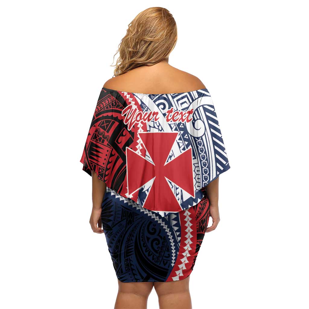 Kingdom of Uvea 1860-1886 Personalized Family Matching Off Shoulder Short Dress and Hawaiian Shirt Wallis and Futuna Polynesian Tribal Pattern