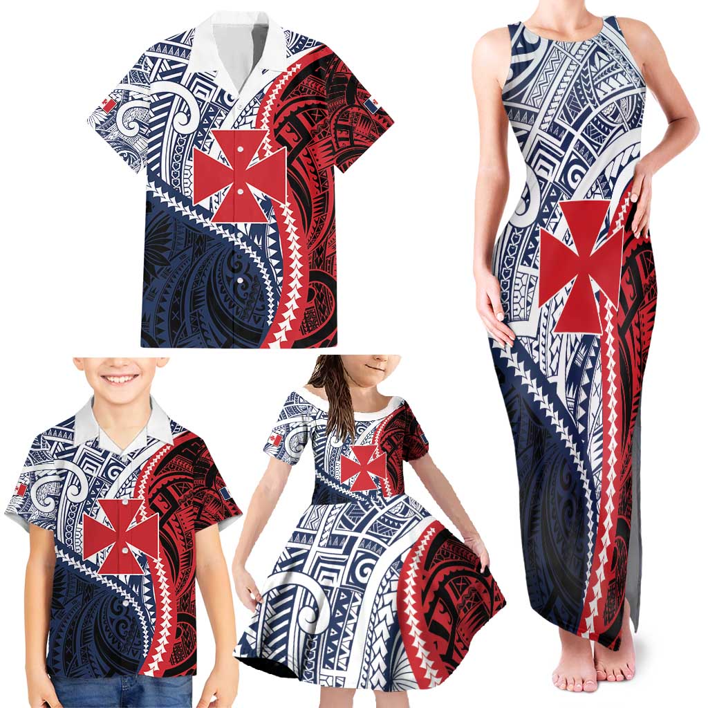 Kingdom of Uvea 1860-1886 Personalized Family Matching Tank Maxi Dress and Hawaiian Shirt Wallis and Futuna Polynesian Tribal Pattern