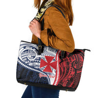 Kingdom of Uvea 1860-1886 Personalized Leather Tote Bag Wallis and Futuna Polynesian Tribal Pattern