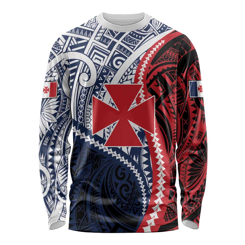 Kingdom of Uvea 1860-1886 Personalized Long Sleeve Shirt Wallis and Futuna Polynesian Tribal Pattern LT9 Unisex Red - Polynesian Pride