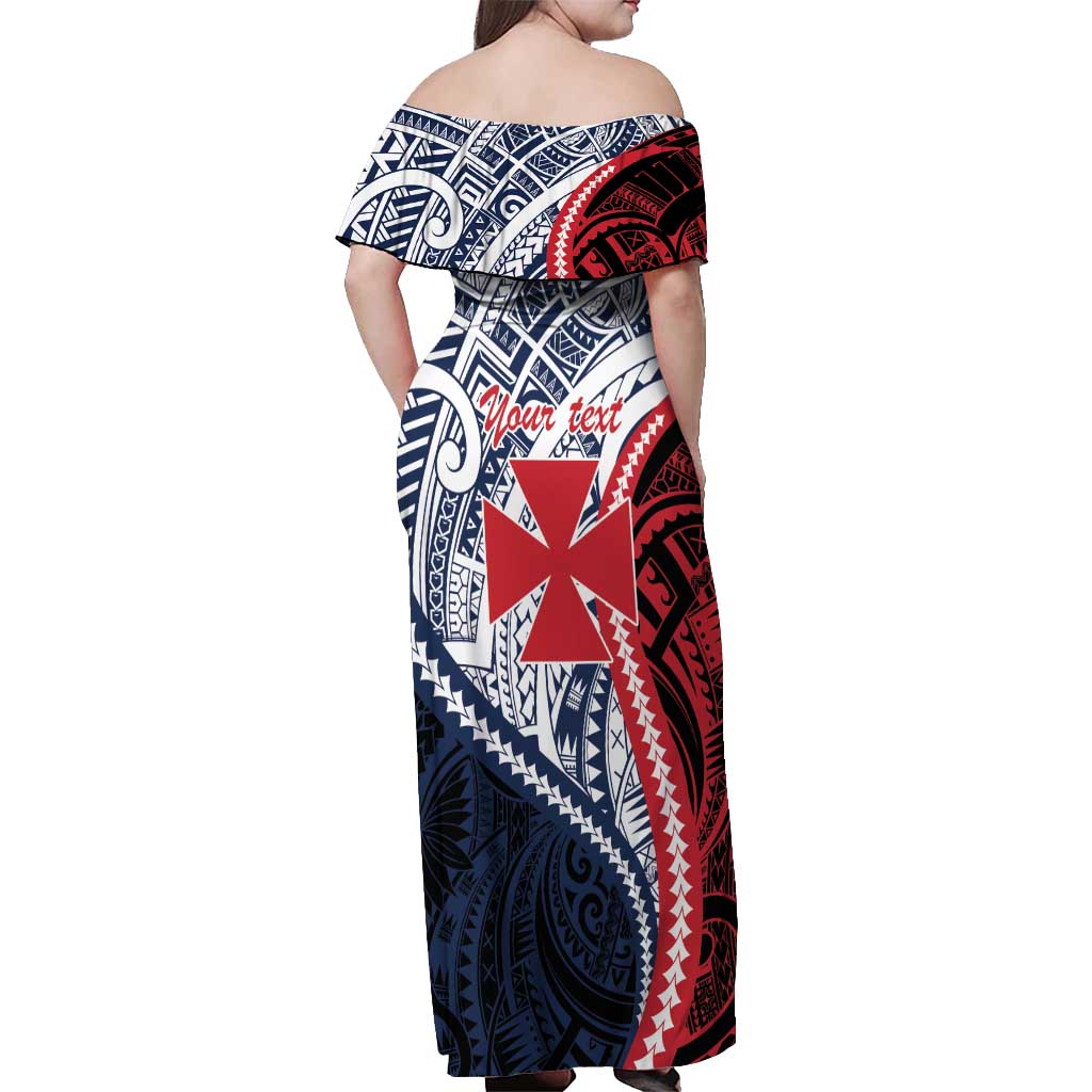 Kingdom of Uvea 1860-1886 Personalized Off Shoulder Maxi Dress Wallis and Futuna Polynesian Tribal Pattern LT9 - Polynesian Pride