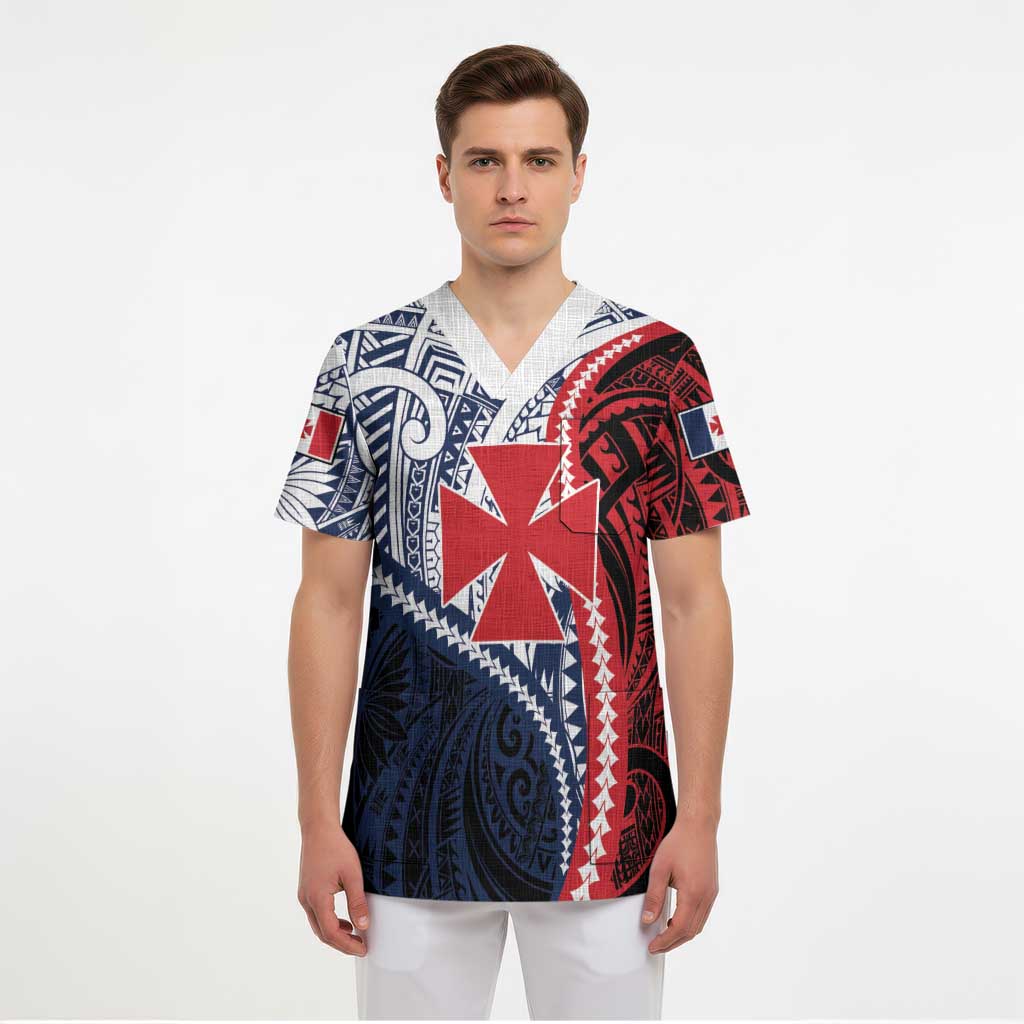 Kingdom of Uvea 1860-1886 Personalized Scrub Top Wallis and Futuna Polynesian Tribal Pattern - Polynesian Pride
