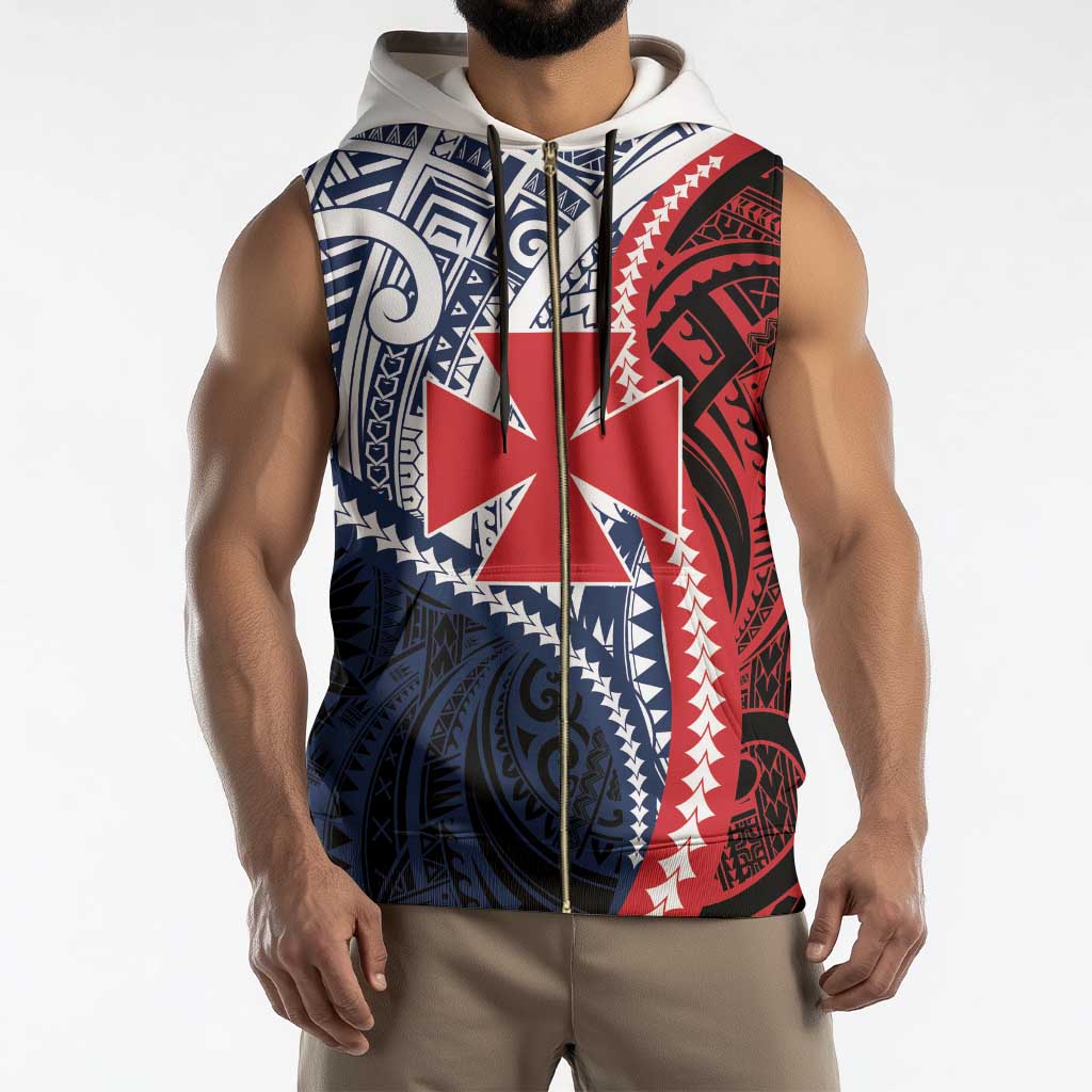 Kingdom of Uvea 1860-1886 Personalized Sleeveless Zip Hoodie Wallis and Futuna Polynesian Tribal Pattern - Polynesian Pride